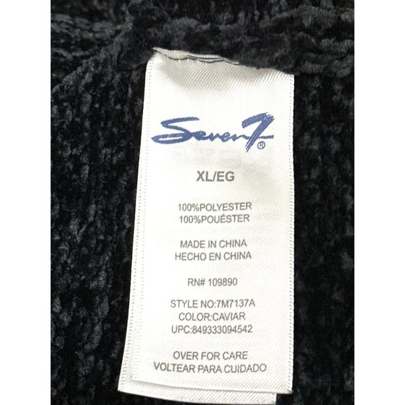 Seven7 Black Chenille Knit Sweater Soft Plush Crewneck Long Sleeve Warm Comfy XL - Picture 7 of 10
